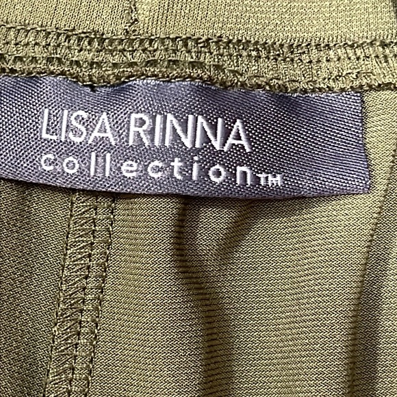 LISA RINNA OLIVE GREEN PULL ON CARGO PANTS WIDE LEG knit Flowy stretch waist Med - Picture 6 of 12